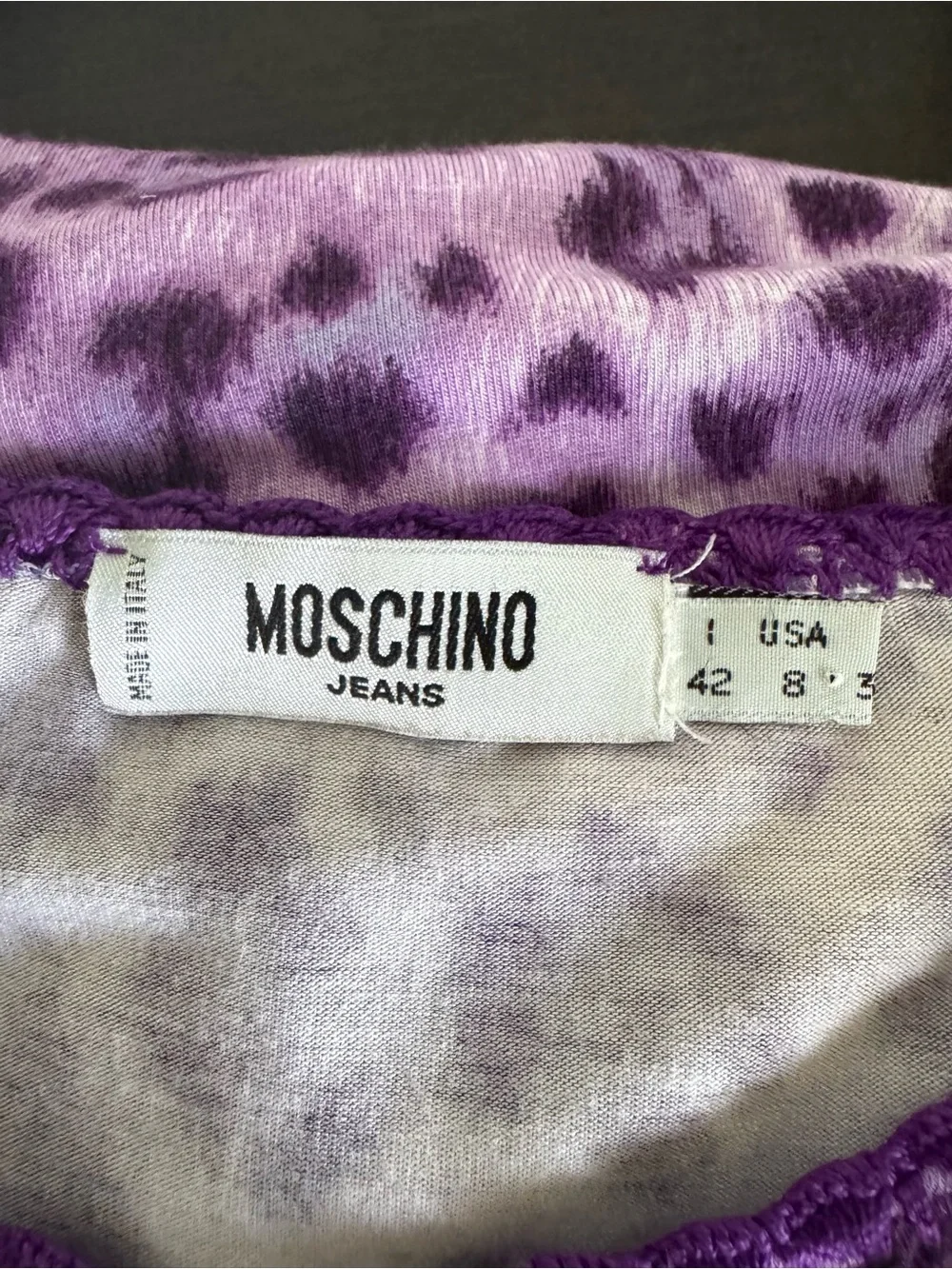 MOSCHINO Jeans Purple Leopard Print Cardigan 6/42 - Picture 5 of 5